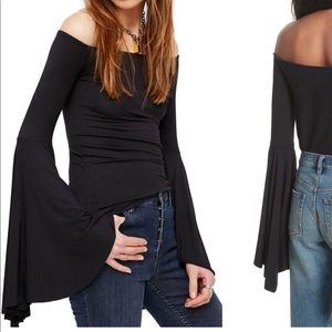 Free People off the shoulder dramatic sleeve